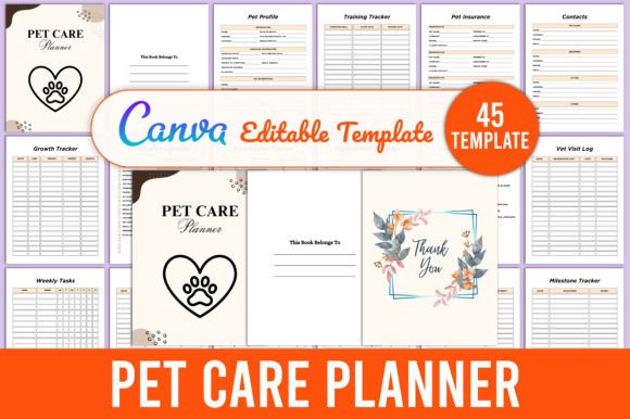 Download Editable Pet Care Planner Canva Template - Pet care Collection