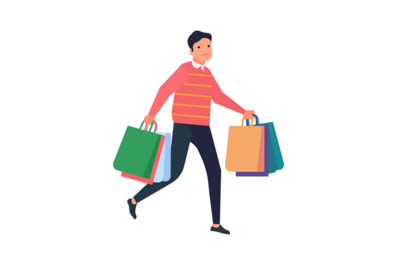 Download Man Carrying Shopping Bags. Buyer Walkin - Buyer Collection