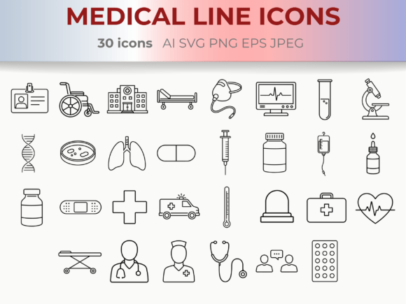 Download Medical &amp; Healthcare Line Icons SVG - Healthcare Collection